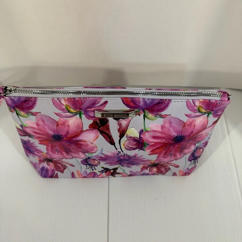 75. Steve Madden Pink and Purple Floral Cosmetic Bag